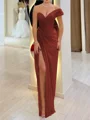Sheath One-Shoulder Pleated Floor-Length Chiffon Corset Prom Dress