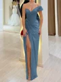 Sheath One-Shoulder Pleated Floor-Length Chiffon Corset Prom Dress