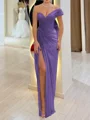 Sheath One-Shoulder Pleated Floor-Length Chiffon Corset Prom Dress