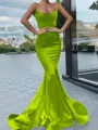 Trumpet/Mermaid Sweetheart Sweep Train Silk Like Satin Prom Dress