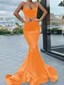 Trumpet/Mermaid Sweetheart Sweep Train Silk Like Satin Prom Dress