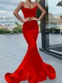 Trumpet/Mermaid Sweetheart Sweep Train Silk Like Satin Prom Dress