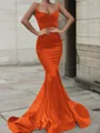 Trumpet/Mermaid Sweetheart Sweep Train Silk Like Satin Prom Dress
