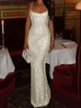Sheath Square Sequin Floor-Length Prom Dress