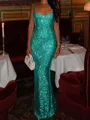 Sheath Square Sequin Floor-Length Prom Dress
