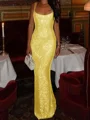 Sheath Square Sequin Floor-Length Prom Dress
