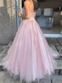 A-line Sweetheart Ruffles Floor-Length Tulle Corset Prom Dress
