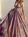 A-line Spaghetti Straps Ruffles Floor-Length Prom Dress
