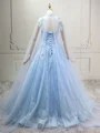 A-line Sweetheart Appliques Lace Sweep Train Tulle Corset Prom Dress