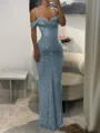 Sheath Cold Shoulder Pleated Floor-Length Prom Dress