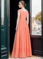 A-Line/Princess Off-the-Shoulder Sweep Train Tulle Prom Dress With Ruffles
