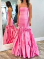 Mermaid Straight Flower Floor-Length Taffeta Corset Prom Dress