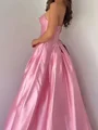 Ball-Gown Sweetheart Pleated Floor-Length Satin Corset Prom Dress