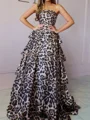 A-line Straight Cascading Ruffles Sweep Train Other Corset Prom Dress