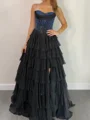 A-line Sweetheart Beading Floor-Length Chiffon Corset Prom Dress