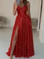 A-line Sweetheart Sequin Floor-Length Corset Prom Dress
