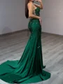 Sheath Spaghetti Straps Sequin Court Train Prom Dress