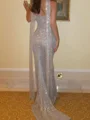 Sheath Straight Sequin Sweep Train Corset Prom Dress