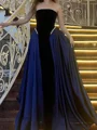 A-line Straight Ruffles Floor-Length Velvet Prom Dress