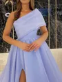 Ball Gown One-Shoulder Sweep Train Organza Prom Dress With Leg Slit