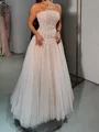 A-line Straight Flower Floor-Length Tulle Corset Prom Dress