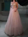 A-line Sweetheart Beading Floor-Length Tulle Corset Prom Dress