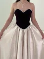 A-line Sweetheart Rhinestone Floor-Length Satin Corset Prom Dress