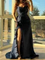 A-line Sweetheart Pleated Sweep Train Corset Prom Dress