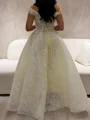 A-line Off-the-Shoulder Ruffles Floor-Length Tulle Corset Prom Dress