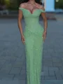 Sheath Off-the-Shoulder Sequin Floor-Length Prom Dress