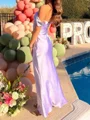 Sheath Off-the-Shoulder Pleated Floor-Length Silk Like Satin Prom Dress