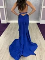 Mermaid Halter Pleated Court Train Jersey Prom Dress