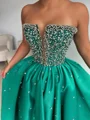 A-line Straight Rhinestone Floor-Length Satin Corset Prom Dress