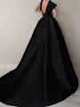 A-Line/Princess One-Shoulder Sweep Train Satin Prom Dress With Ruffles