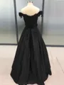 Ball Gown Off-the-Shoulder Floor-Length Satin Prom Dress With Appliques Lace