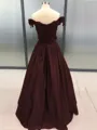 Ball Gown Off-the-Shoulder Floor-Length Satin Prom Dress With Appliques Lace