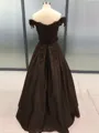Ball Gown Off-the-Shoulder Floor-Length Satin Prom Dress With Appliques Lace