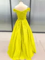Ball Gown Off-the-Shoulder Floor-Length Satin Prom Dress With Appliques Lace