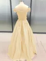 Ball Gown Off-the-Shoulder Floor-Length Satin Prom Dress With Appliques Lace