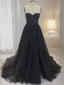 A-Line/Princess Sweetheart Sweep Train Prom Dress With Leg Slit