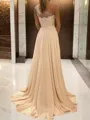 A-Line/Princess One-Shoulder Sweep Train Chiffon Prom Dress With Leg Slit