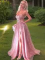 A-Line/Princess Sweetheart Sweep Train Prom Dress With Leg Slit