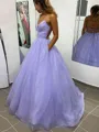A-Line/Princess V-neck Sweep Train Prom Dress With Pockets