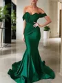 Trumpet/Mermaid Off-the-Shoulder Sweep Train Jersey Prom Dress With Ruffles