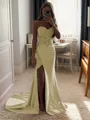 Sheath/Column Silk Like Satin Sequin Sweetheart Sleeveless Court Train Porm Dress
