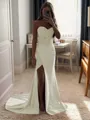 Sheath/Column Silk Like Satin Sequin Sweetheart Sleeveless Court Train Porm Dress
