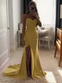 Sheath/Column Silk Like Satin Sequin Sweetheart Sleeveless Court Train Porm Dress