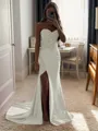 Sheath/Column Silk Like Satin Sequin Sweetheart Sleeveless Court Train Porm Dress