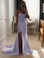 Sheath/Column Silk Like Satin Sequin Sweetheart Sleeveless Court Train Porm Dress