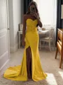 Sheath/Column Silk Like Satin Sequin Sweetheart Sleeveless Court Train Porm Dress